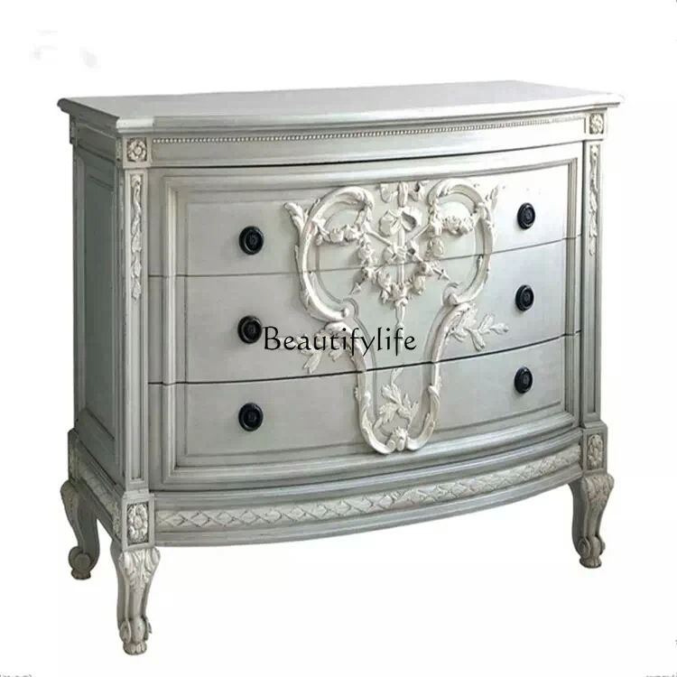 

American rural solid wood old carving antique entrance decorative cabinet side cabinet furniture