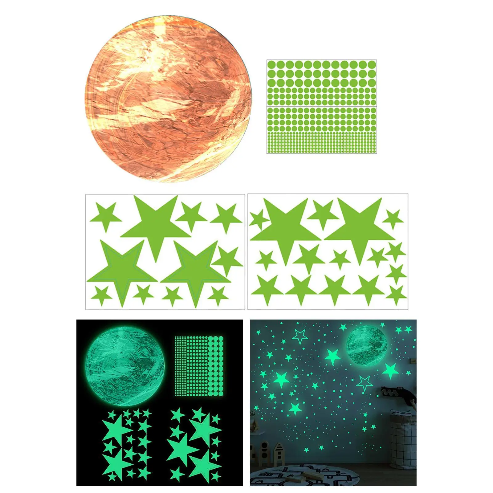 Glow in The Dark Stars Sticker Creative Glowing for Room Living Room Bedroom