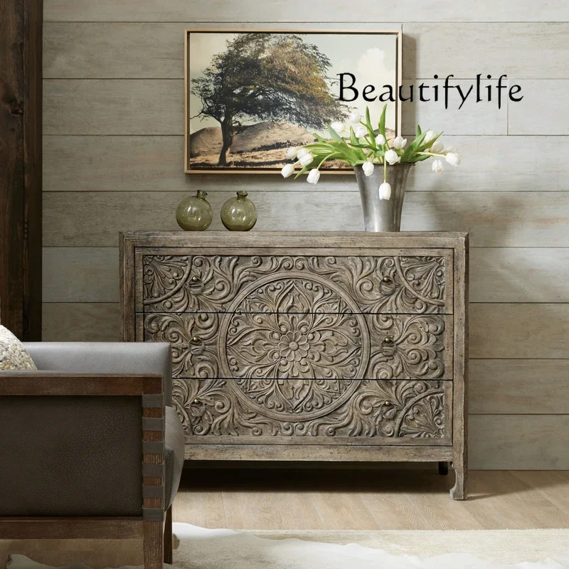 

home furniture all items New Classical American Three-Drawer Cabinet Sideboard Cabinet Vintage Carved Hallway Table Decorative L