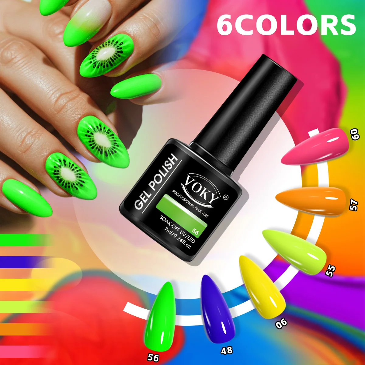 Un ensemble de 6 kits de nail art, de couleurs vives, adaptés aux soins des mains et des pieds dans les salons. Il est un cadeau idéal pour les amis et la famille