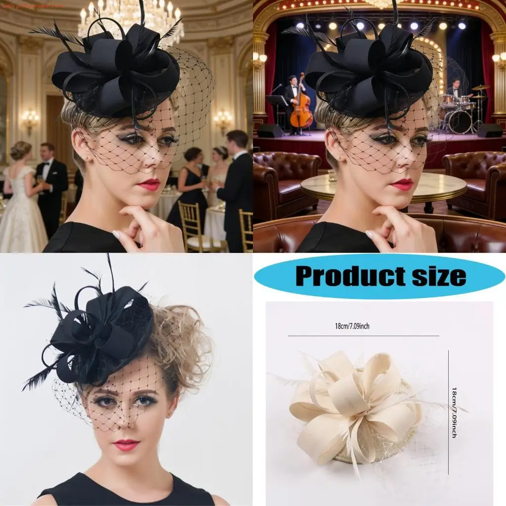 

F92D Fascinators Hat Цветочный дизайн Перьевая вуаль Шляпа Женский элегантный аксессуар для головы