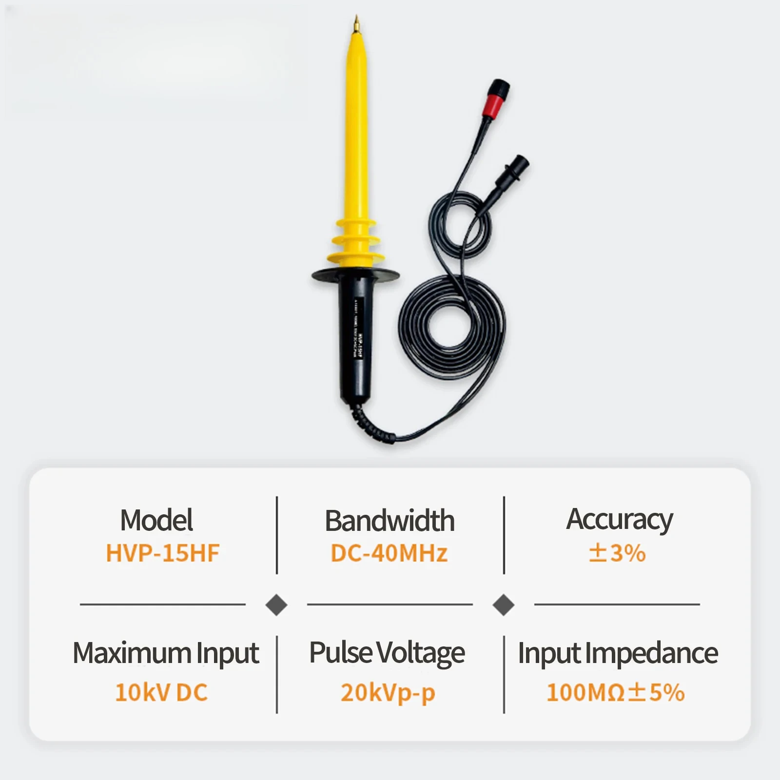 High Voltage Attenuation Test Multimeter Probe HVP-15HF 1000:1 Attenuation Ratio High Voltage Probe 20kV, 40MHz