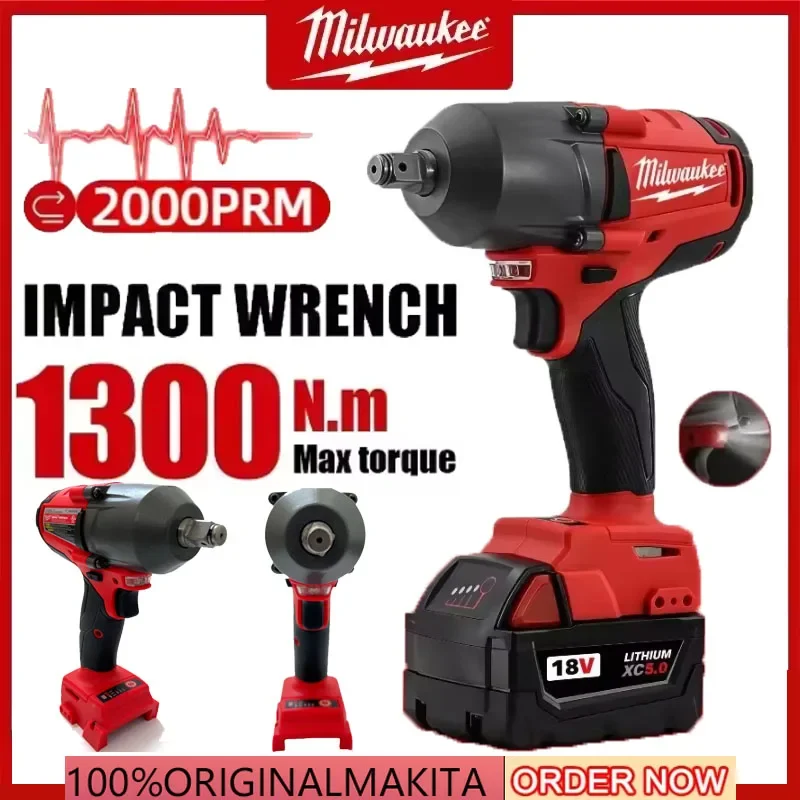 

Milwaukee Wrench Brushless 18V Battery 813NM Large Torque Cordless Electric Impact Wrench Repair Power Tools Car Truck