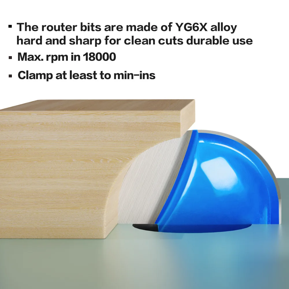 1 buah 6mm 1/4 inci batang hidung bulat kotak penutup Router Bit Diameter pemotong kotak inti seruling ganda alat pertukangan untuk pembentukan tepi