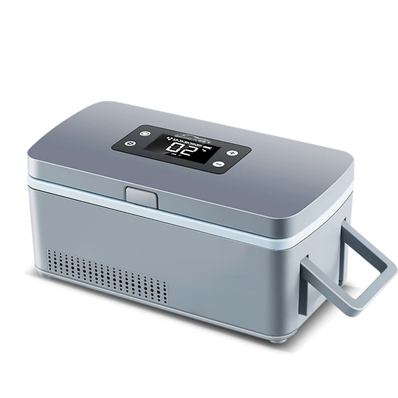 

385ml Grey LED Display Car Refrigerator Electric/Battery Powered Mini Insulin Cooler Case for Household & Outdoor Use