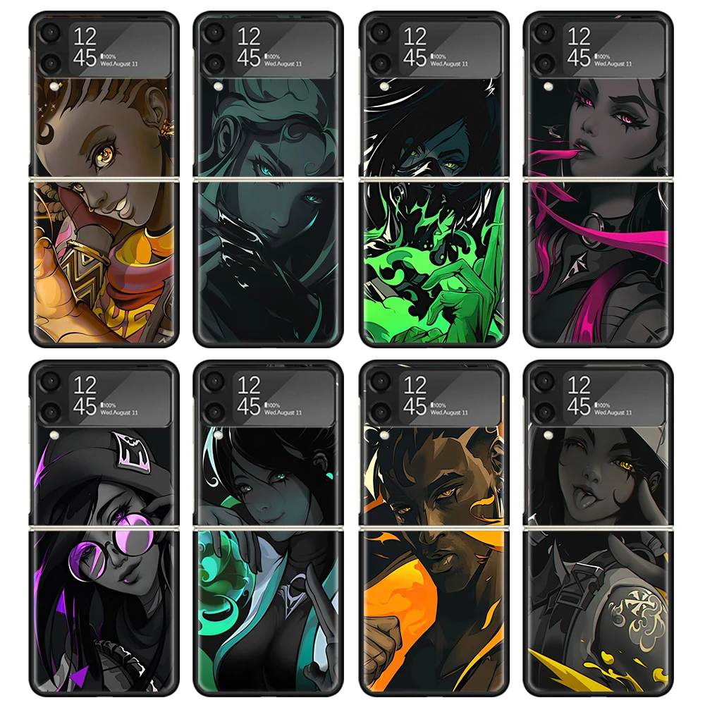 Valorant Game Cool Case For Samsung Galaxy Z Flip 4 5 3 z Flip5 Flip4 5G Hard Phone Cover Flip3 Split Folding Black Plastic Coqu