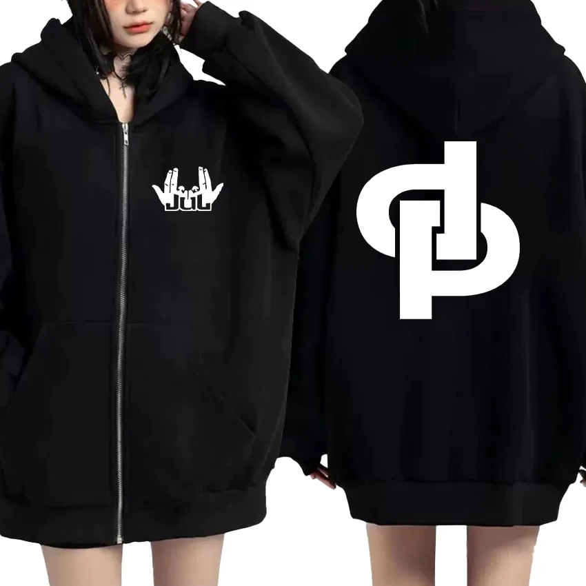 

Fashion Jul Tour 2025 Double Sided Print Zip Up vintage Hoodie hip hop Long sleeve Men Women Coat Loose Fleece Outerwear Unisex