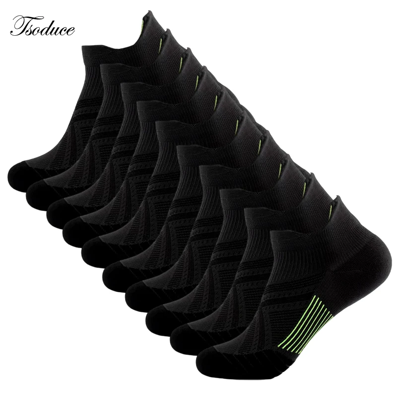 10 Pairs Ankle Compression Sock for Men Black Color Low Cut Performance Socks Running Women Sport Sock with Ankle Support