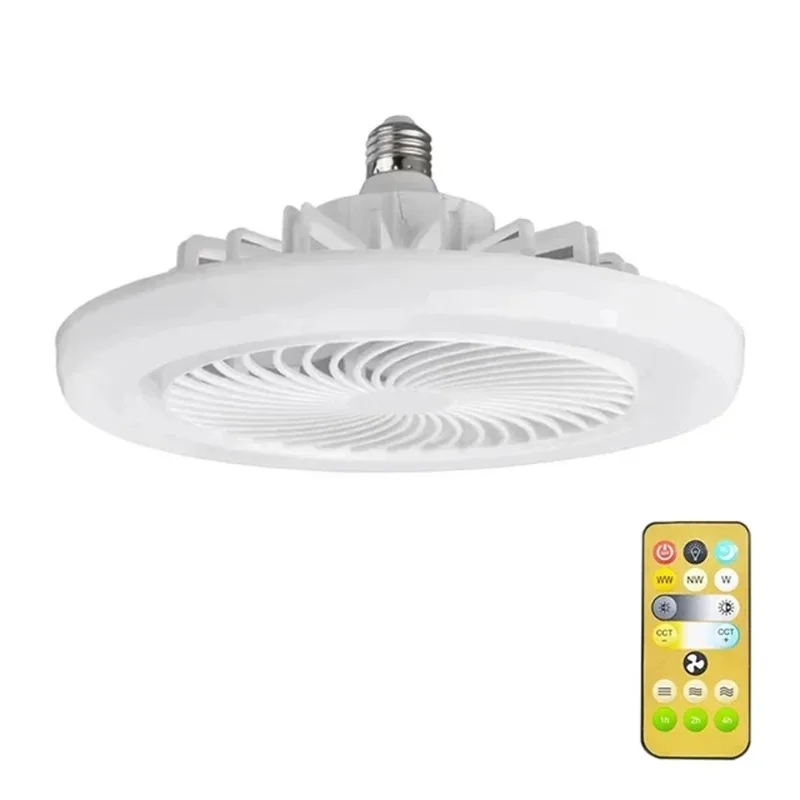 

LED Intelligent Fan Lamp 3 Speed Mode E27 LED Lamp Bedroom Dormitory Quiet Ceiling Fan Lamp Remote Control Adjustable Wind Speed