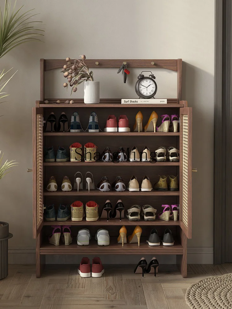 HJ new all-solid wood shoe cabinet home indoor new Chinese large-capacity living room locker