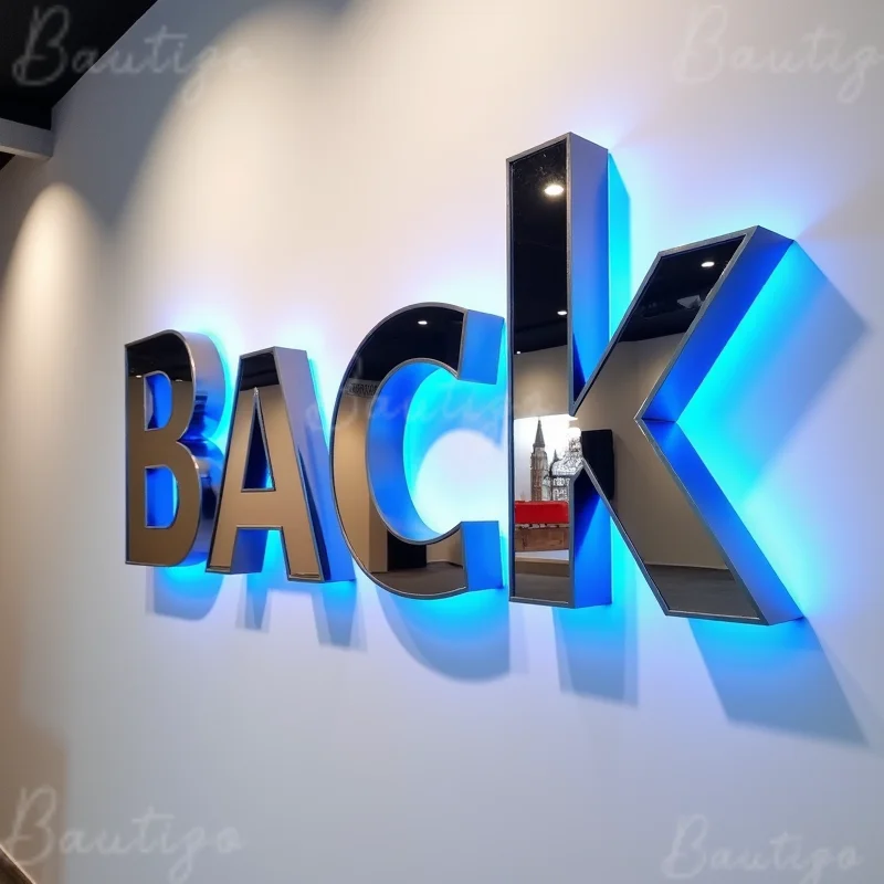 Custom 3D LED Illuminated Metal Letters Sign For Business Storefront Outdoor Waterproof Backlit Light Up Advertising Signage