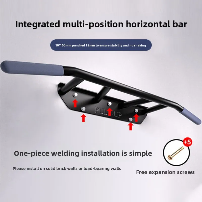 Home Fitness Equipment Wall Fixed Horizontal Bar Indoor Equipment Multiple Handle Horizontal Bar Pull-up Device Body Building