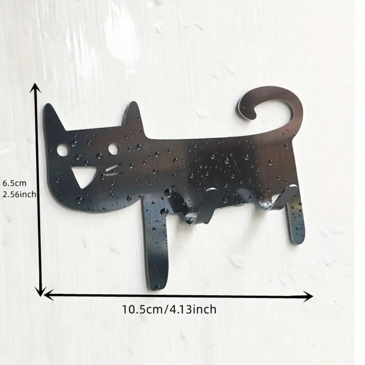Brand Stainless Steel Cat Wall Hooks, Laser‑Cut Feline Silhouette Strong Adhesive Multi‑Functional Hanger for Kitchen