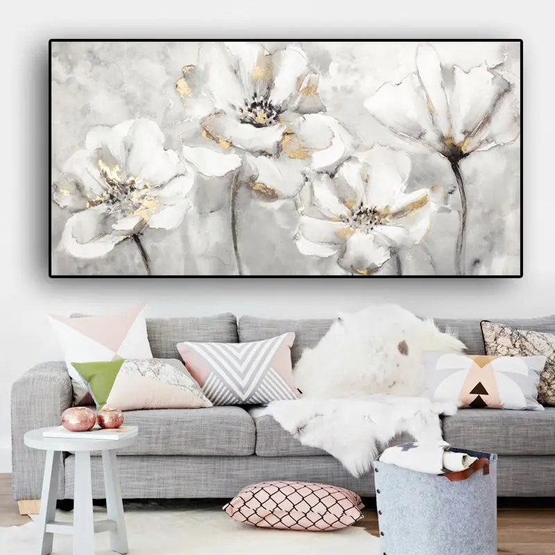 

GATYZTORY Oil Painting By Numbers With Frame White Flowers For Adults Picture Coloring Home Decors Diy Gift On Canvas Acrylic