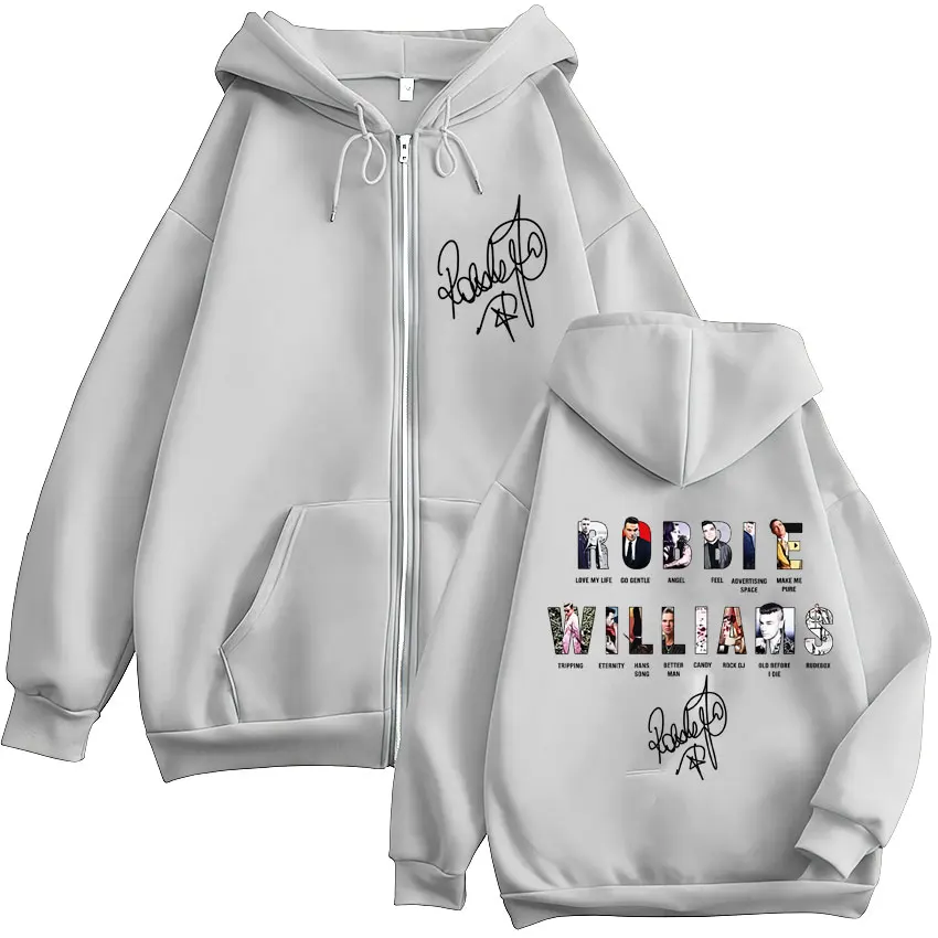 Robbie Williams Album Cover Tour Merch Reißverschluss-Hoodies Herren- und Damenbekleidung Mode Kapuzenpullover mit Reißverschluss Jacken Streetwear – Detail 7
