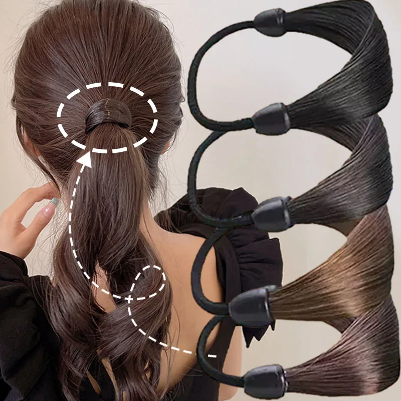 1/4pcs Wig Braided Hair Band for Women Pigtail Type Rubber Bands Korean Style Hair Ring for Girl Hair Extension Ponytail Holder