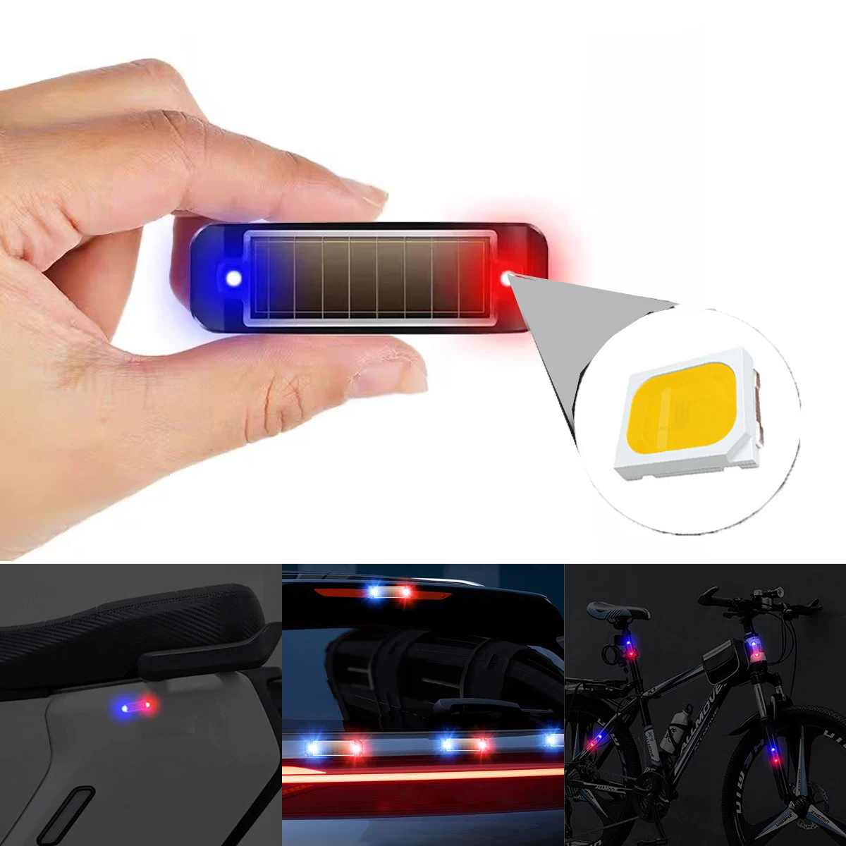 Car Motorcycles Solar Powered LED Flashing Imitation Car Security Lihgt Dummy Alarm Wireless Warning Anti-theft Caution Lamp