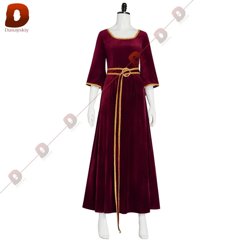 Disfraz de Cosplay de madre Gothel (XS-3XL), vestido rojo vino, vestidos de mujer, falda Lolita para Anime, traje de fiesta de Carnaval y Halloween