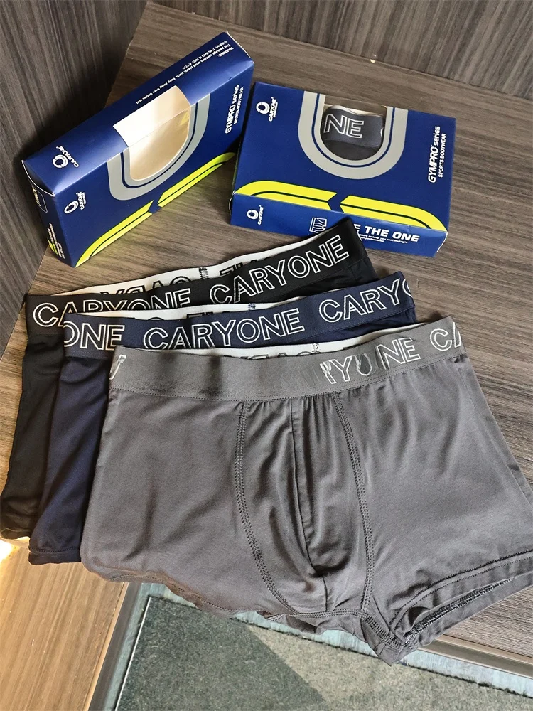 

Comfortable Breathable Modal Men's Boxer Shorts Sporty Mid-Low Waist Design Simple Style Youth Pure Color Flat Angle Pants