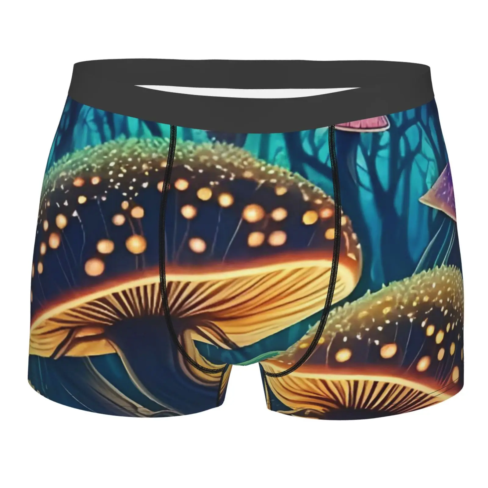 Forest Colorful Mushrooms Men Underwear Boxers Men's Novelty Underpant Breathable Printed Male Underpants Man Boxer Briefs