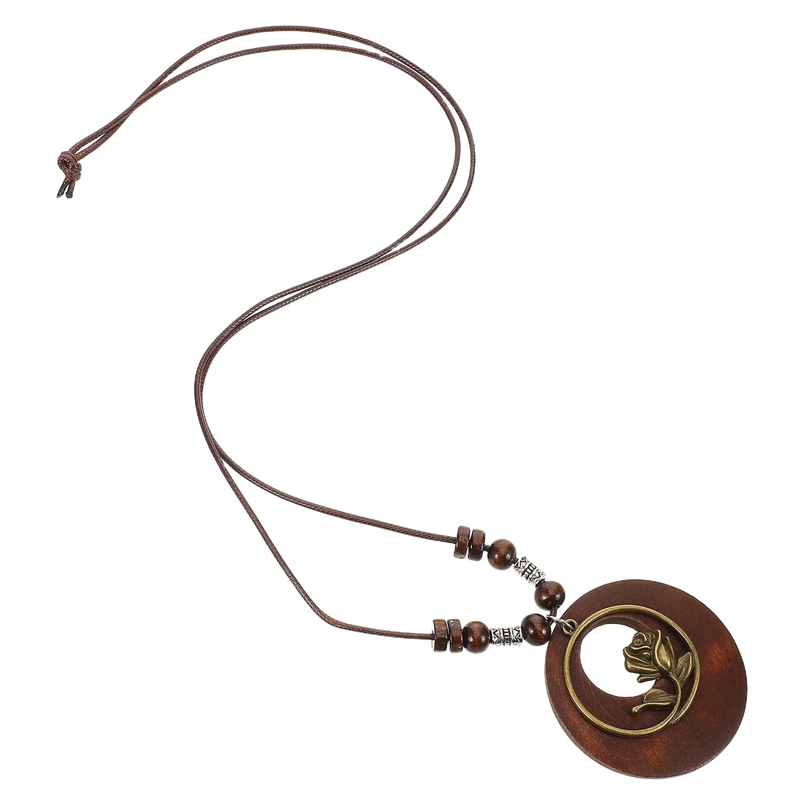 

2Pcs Long Ethnic Necklace: Vintage Rose Flower Pendant Bohemian Chain for Women Lightweight Comfort Events