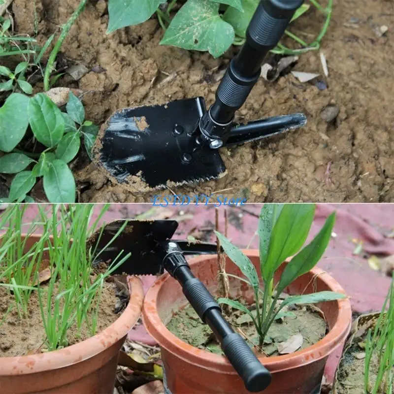 

G6DE Multifunctional Folding Shovel Portable Outdoor Digging Shovel Camping Spade Portable Weeding Pick Emergencies Tool