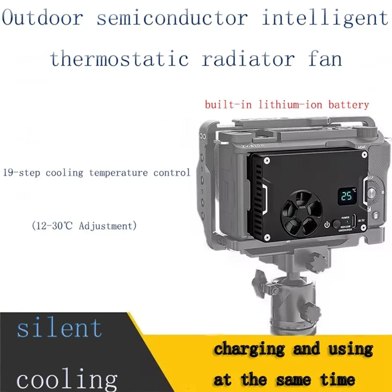 

FORW-New Camera Fan For A7M4/ZVE1/R8 Outdoor Live Vlog With Lithium Battery Semiconductor Cooling Radiator Fan Camera Cooler