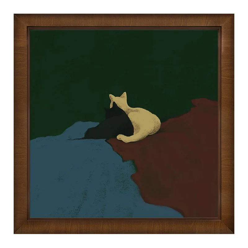 Retro contrasting colors, oil painting artistic sense, cat living room decorative painting porch hanging painting