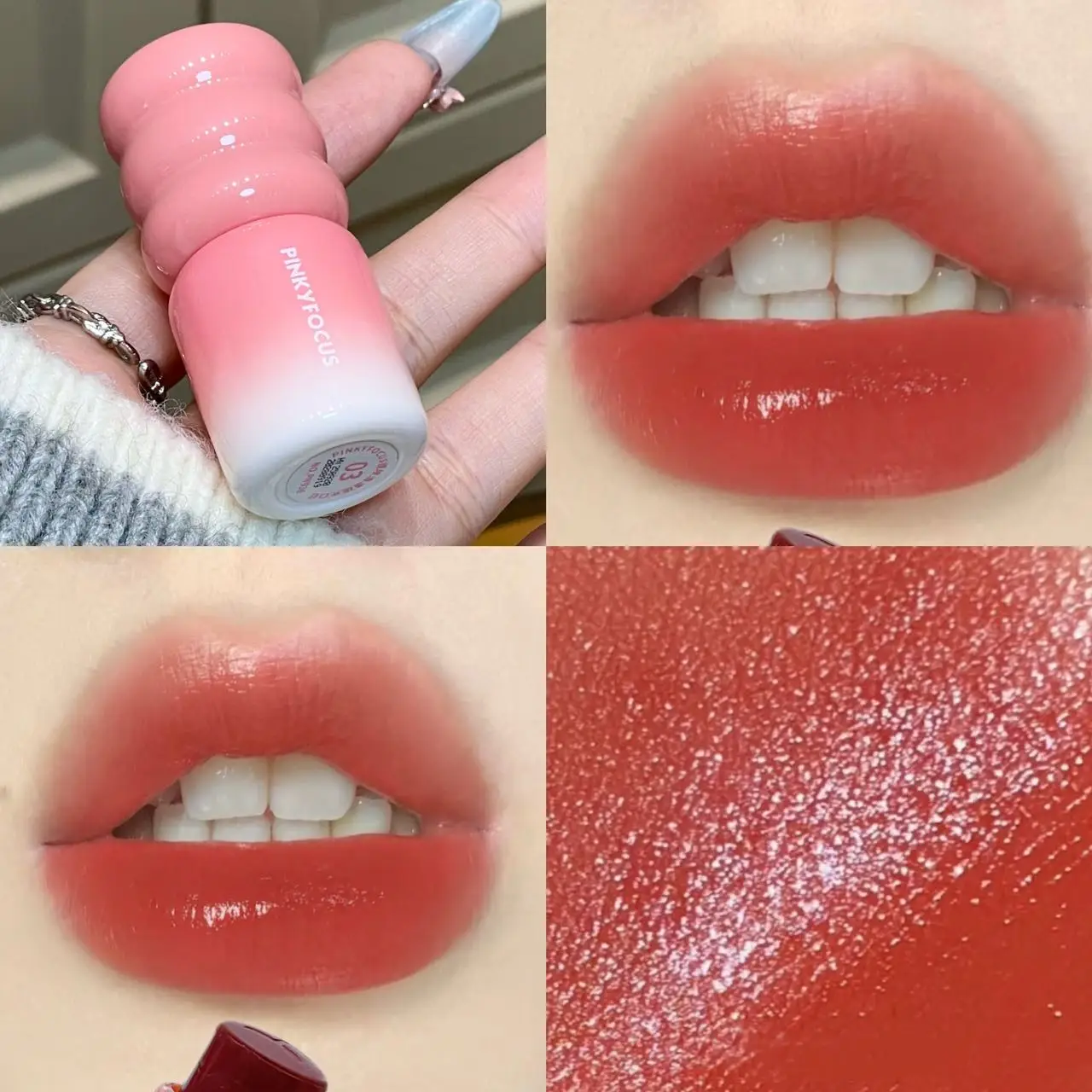 Pinkyfocus Glossy Lip Gloss Set Sheer Nude Shades Dewy Luminous Long Lasting Brighten Complexion for Spring Summer