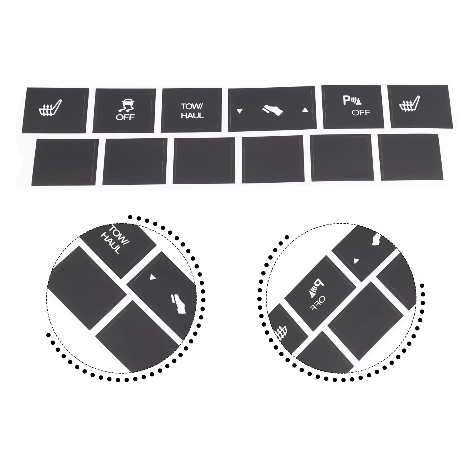 Black Repair Sticker For Jeep Cherokee Commander 2005 2006 2007 2008 2009 Heated Seat Traction Button Decals Set