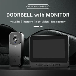 Home Security Smart Video Doorbell 4.3-inch Screen 2-Way Intercom HD Infrared Night Vision Intelligent Visual Wireless Door Bell