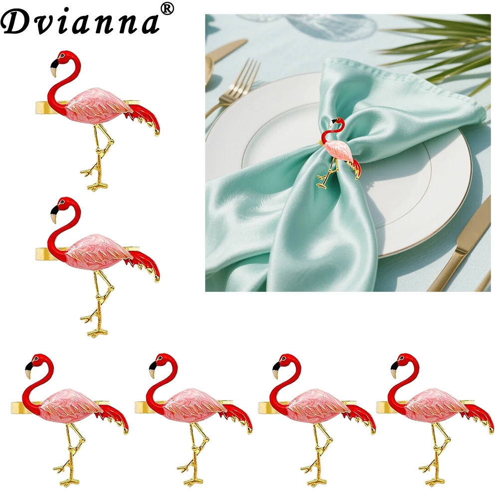 

12Pcs Flamingo Napkin Rings Metal Tropical Napkin Buckles for Wedding Baby Shower Beach Party Banquet Dinner Table Decorations