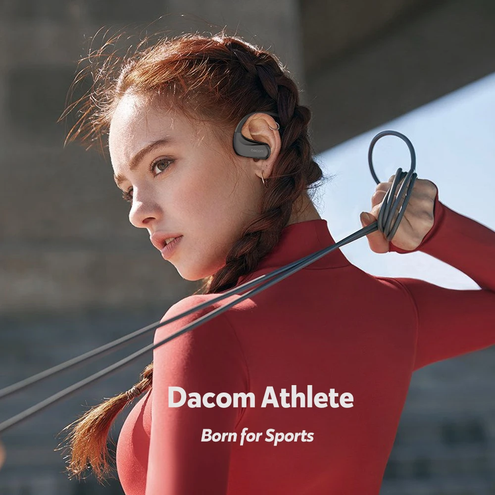 سماعات أذن Dacom Wireless Sports المعلقة المحددة بتقنية البلوتوث 5.3 للجري في الأذن IPX7 مقاومة للماء والعرق المقاوم للماء