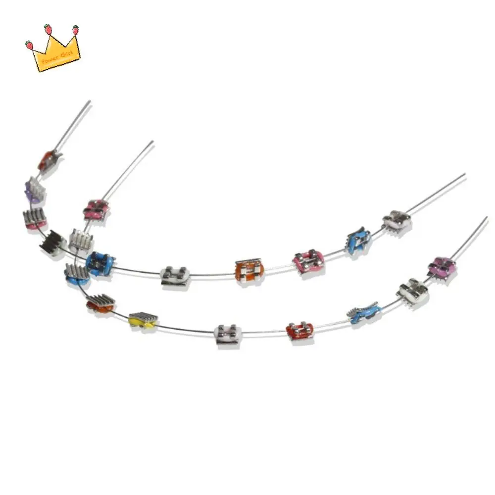 

1 Pair Colorful Temporary Tooth Decoration Dental Decorations with Metal Wires Orthodontic Ligature Ties Fake Brackets Braces
