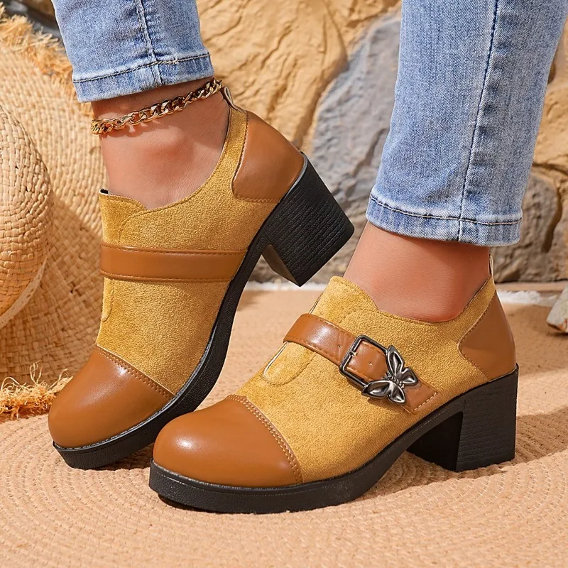 

Versatile Women's Shoes-Round-toe,Shallow-mouth Mary Jane Single Shoes,Matte New Style,Retro Soft Sole,Thick Heel,Women's Shoes