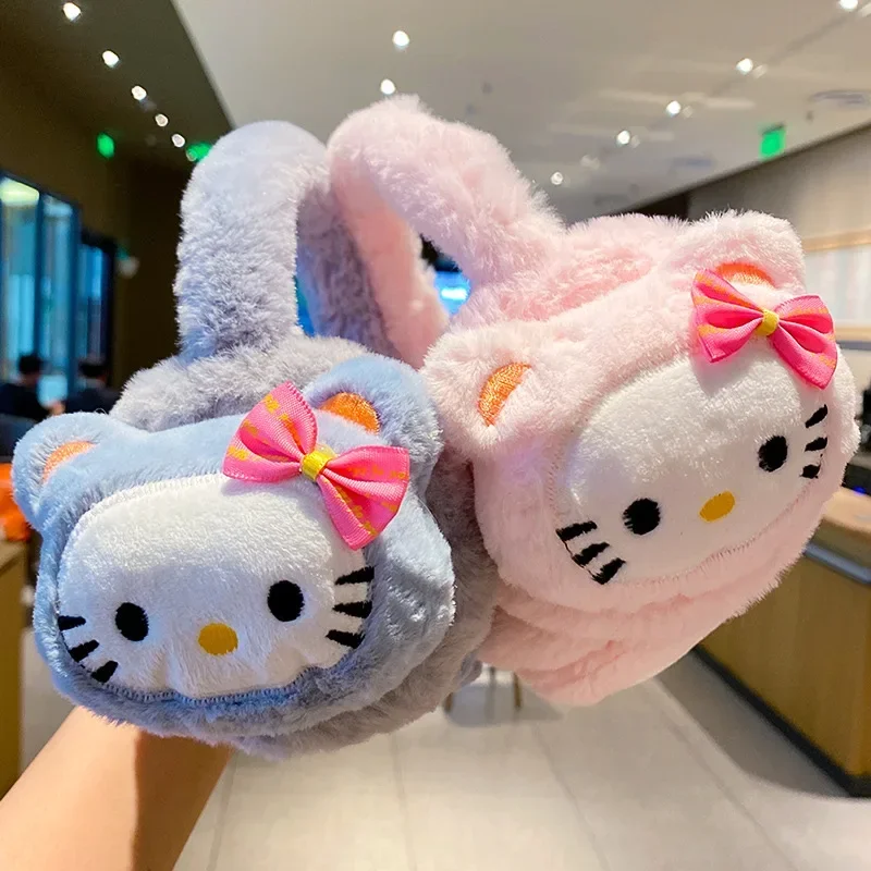 Sanrio Hello Kitty kids Earmuffs  Girl Baby Cute Cartoon Ear Warmth Autumn And Winter Warm Windproof Plush Ear Protection Bag