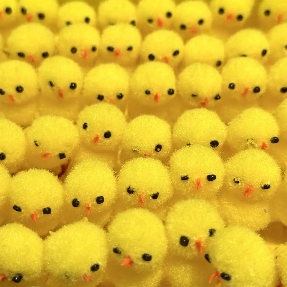 2025 Easter Chick Ornament Yellow Cotton Ball Chicken Fluffy Chick Decoration for Home Office Easter Party Easter Basket Filler