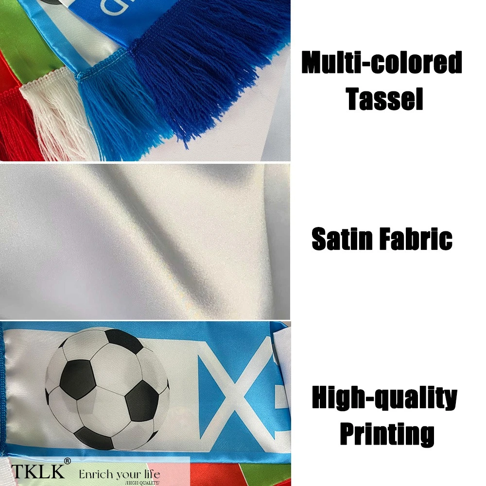 1pc Men's Scarf Banners with Tassels - International Sports Themed, Trendy Party Decoration & Gift Option, Machine Washable