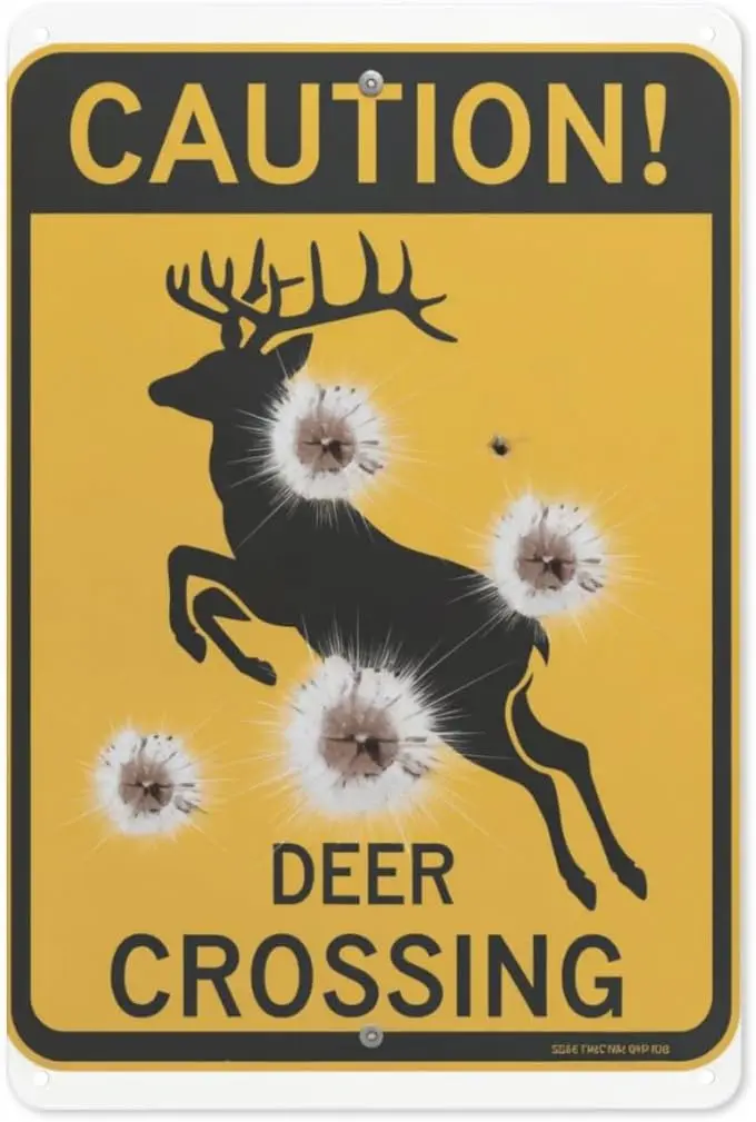 Wildlife Caution Tin Sign 8X12IN Rustic Metal Wall Art for Cabin Porch, Forest Trail & Nature Lover Yard sign