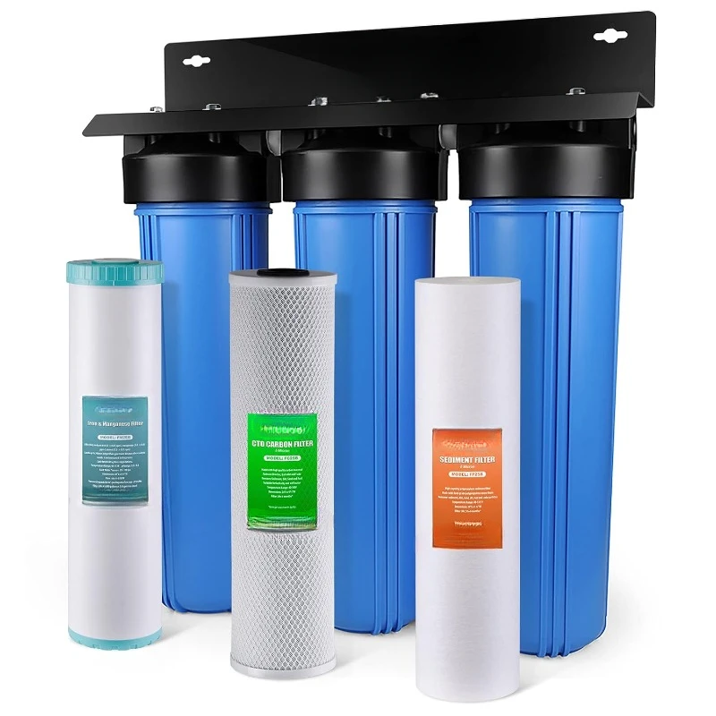 Whole House Water Filter System, Reduces Iron, Sediment, Taste, and Odor, 3-Stage Iron Filter Whole House, Model: WGB32BM