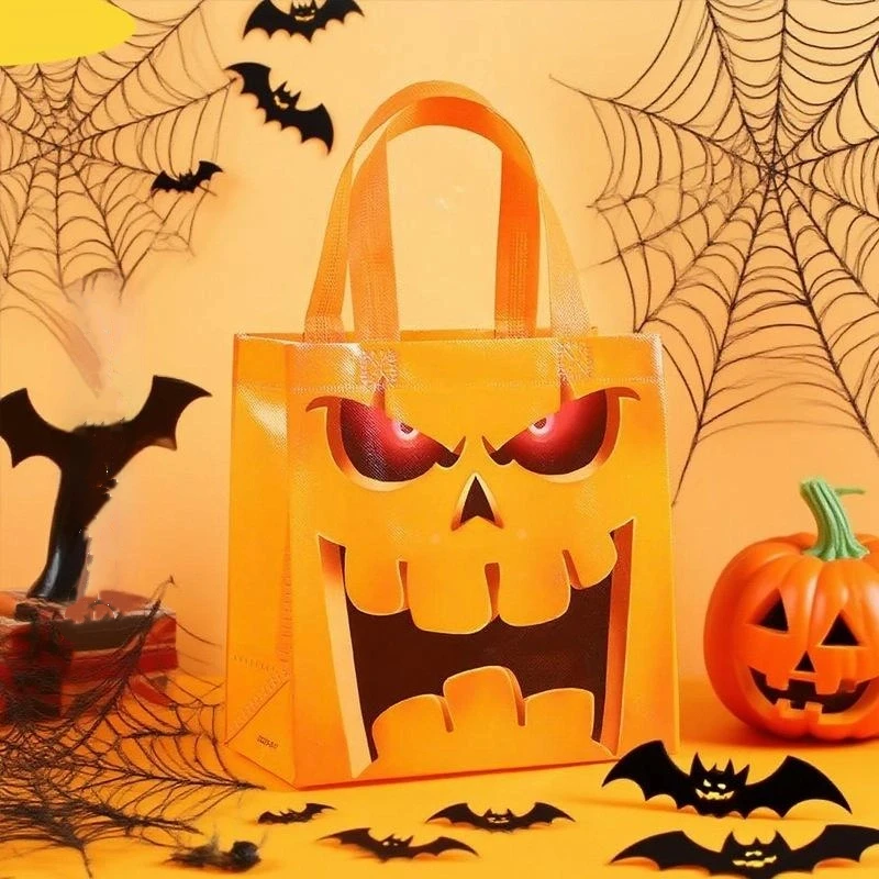 할로윈 유령 축제 장난 파티 사탕 선물 보관 포장 용품을위한 4Pcs 부직포 호박 유령 핸드백