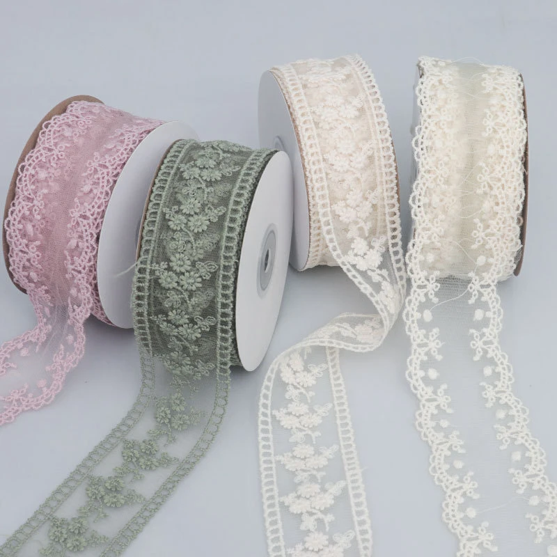 4.5 Meters Lace Ribbons For Crafts Hollow Sewing Tulle Fabric For Bow Hair DIY Decorative Flower Embroidery Handmade Material