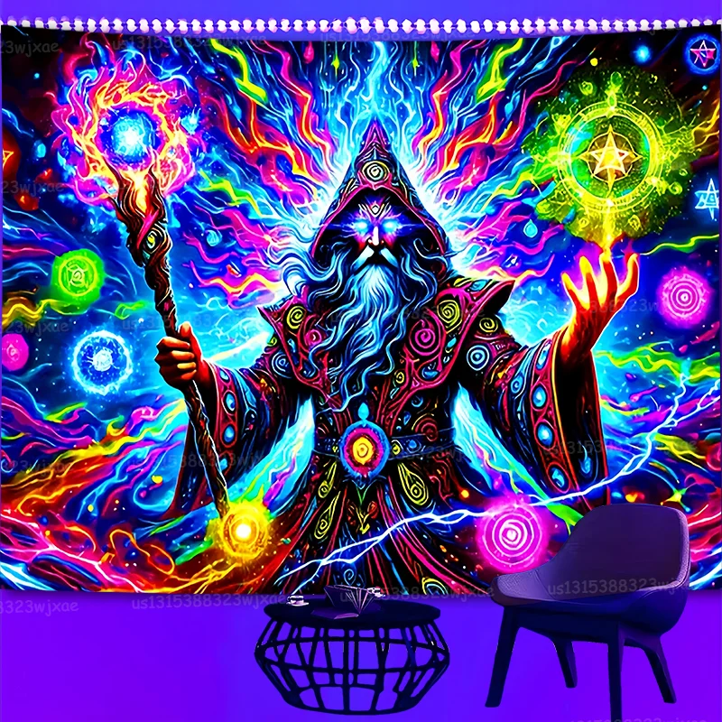 

VIKAMA Magic Tapestry Rune Wizard x Dazzle Lightning High Density Living Room Bedroom Decor Ins Style Ink Art Decoration