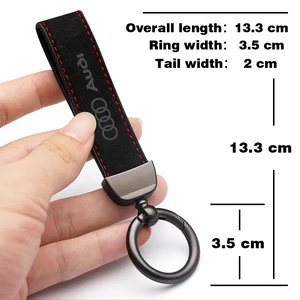 Car keychain with skin metal buckle suitable for Audi A3 A4 A4 B5 B6 B8 A3 8P 8V 8L A5 A6 C6 C5 A1 A7 A8 Q2 Q3 TT Interior Accessories 10 Main Sales Audi Keychain - №4