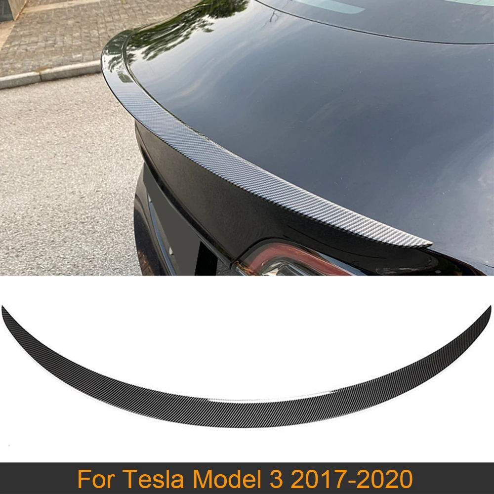 Carbon Look RearTrunk Spoiler For Tesla Model 3 2017 - 2020 High Performance Rear Trunk Spoiler Boot Lip Wing ABS Glossy Black