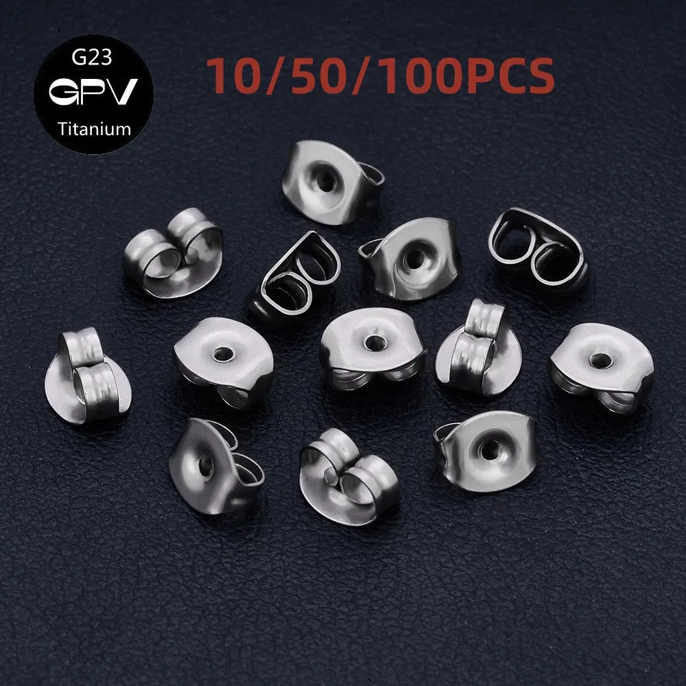 

10/50/100PCS Titanium Alloy G23 Jewelry Accessories Bow Buckle Ear Plug Ear Stud Parts Round Flower And Square Two Shapes