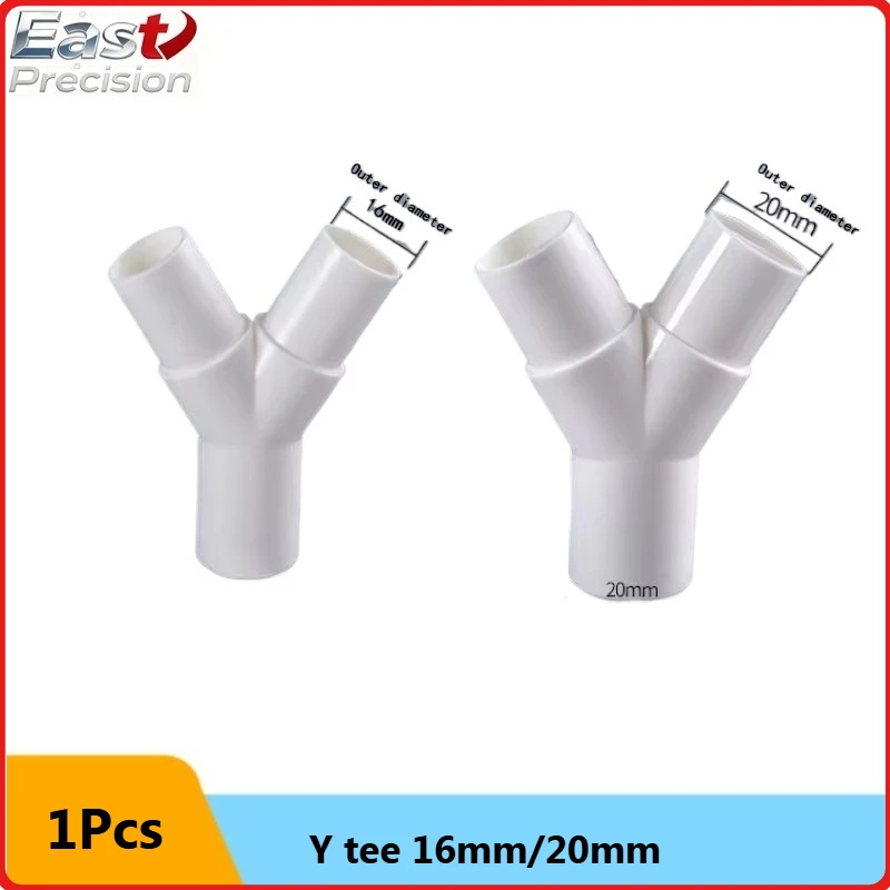 1Pcs Type Tee Y Tee Fork Water Pipe  Drip Box Tee Joint PVC Plastic Y 16mm / 20mm