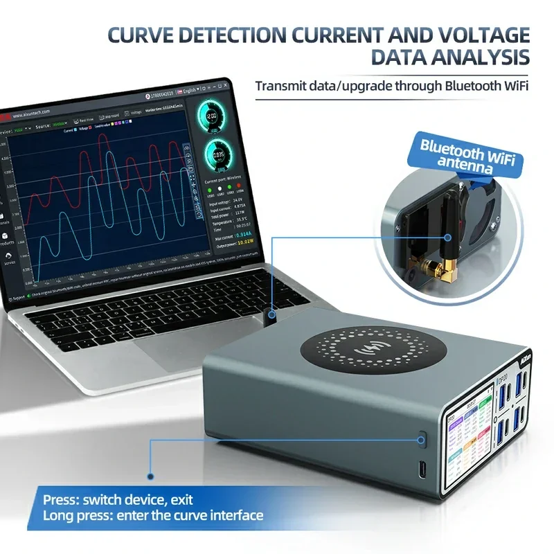 AIXUN DP20 USB Charger Station With Wireless Charging Digital Display Curve Interface and Visible Data Can Upgrade Online