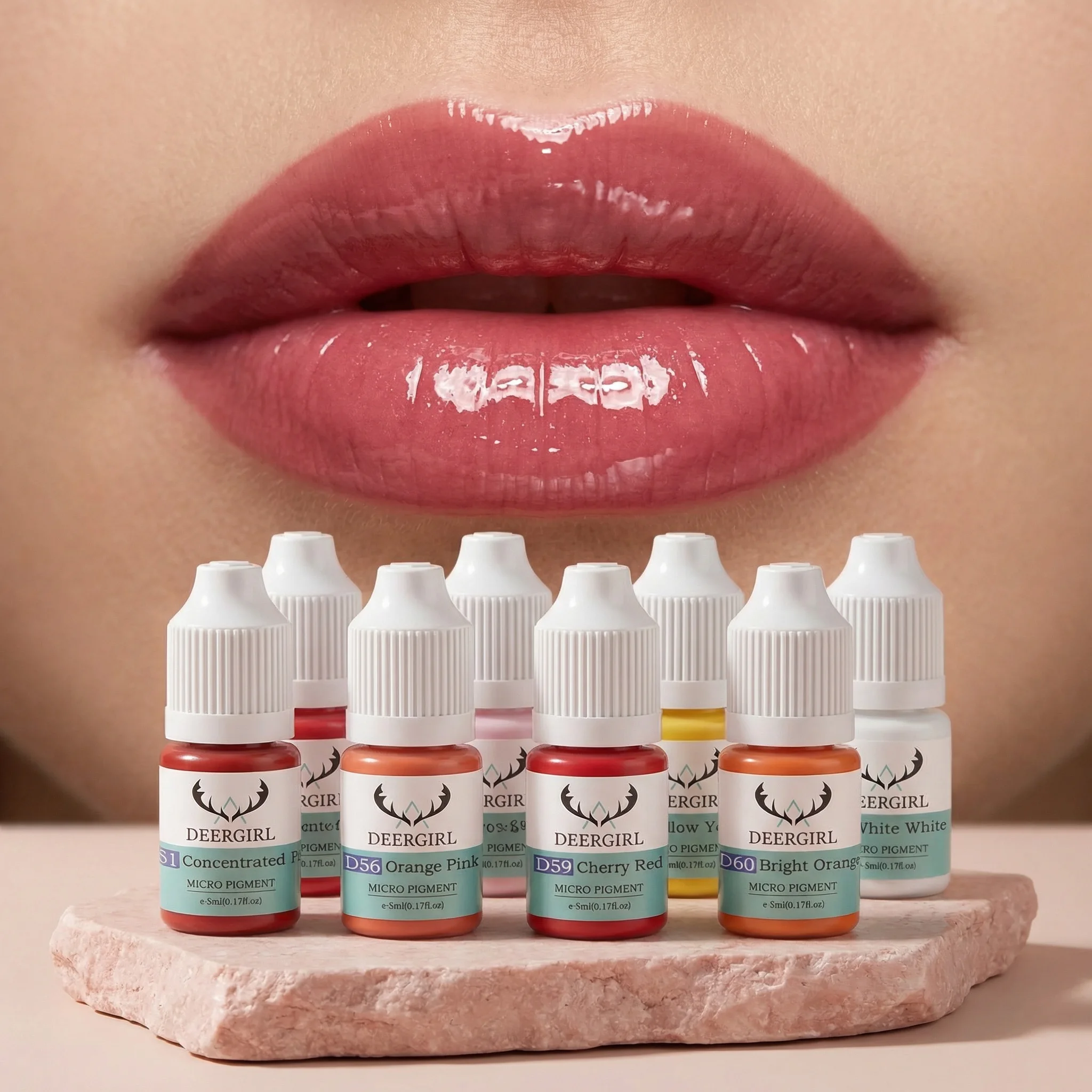 8PCS 5ML PMU Pigment Eyebrows Tattoo Ink 8 Colors Lip Tattoo Ink For Semi Permanent Makeup Nano Lips Microblading Pigment