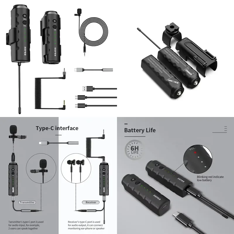 UHF Tr2 Lavalier Lapel Wireless Microphone Mic For Youtuber Vlogging Mobile Phone